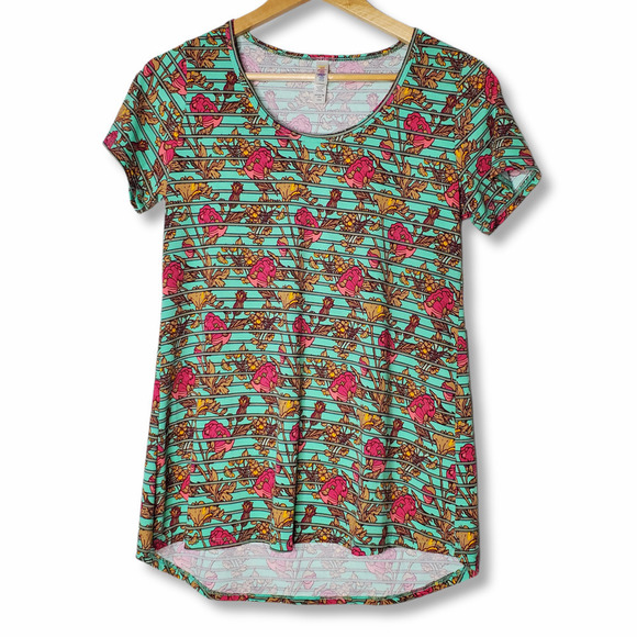 LuLaRoe Classic T Short Sleeve Top Floral Sz XXS - Picture 1 of 7